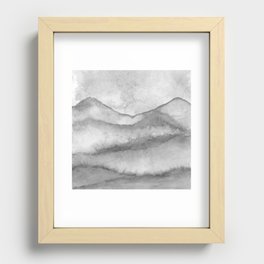 Soft Grey Mountain Range Recessed Framed Print