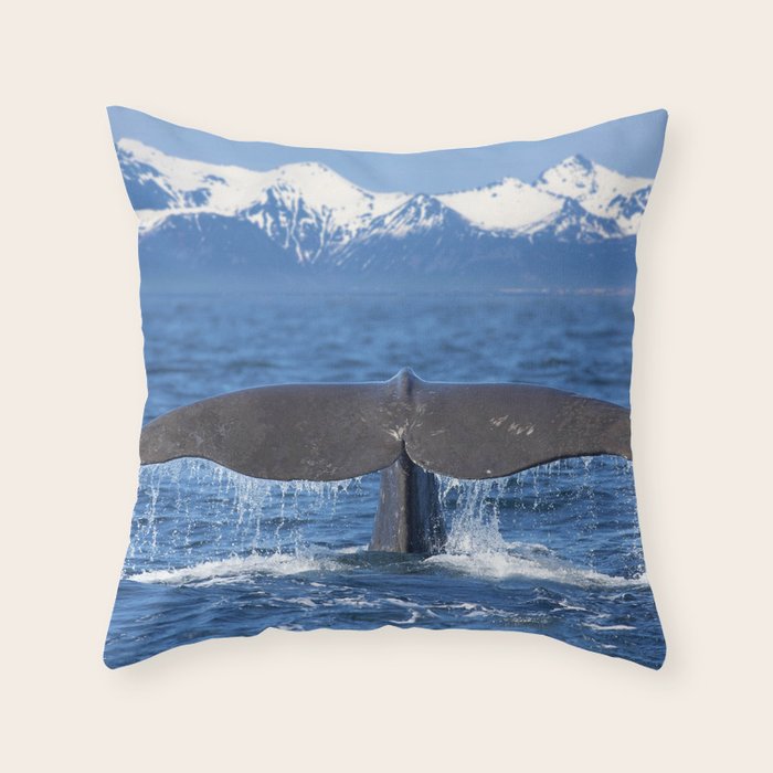 Whale Flukes And Mountain Range Animal / Wildlife / Nature Photograph Throw Pillow & more