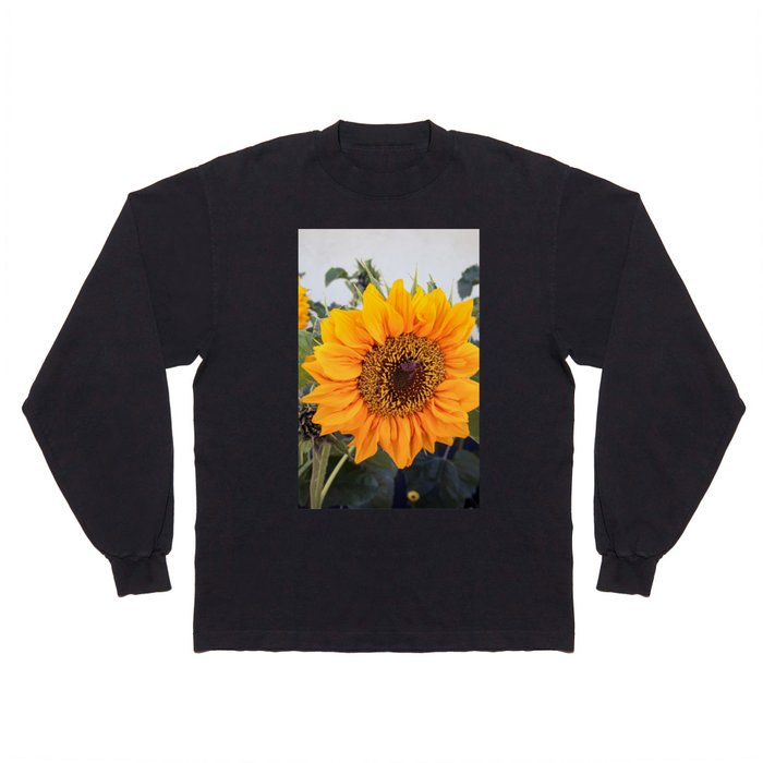 Sunflowers garden with honey bee Long Sleeve T Shirt