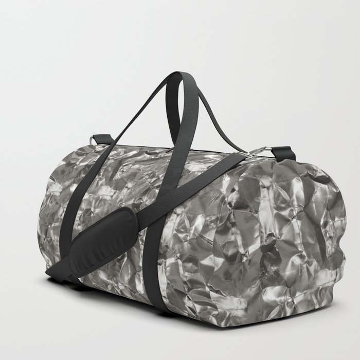 Luxurious Glam Trendy Wrapped Silver Foil Duffle Bag