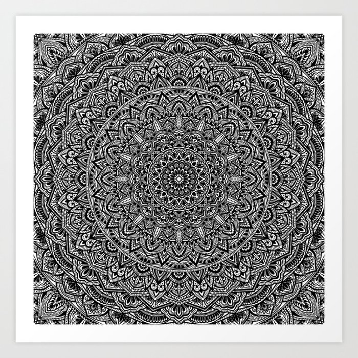 Zen black and white mandala art print Zen black and white mandala art print