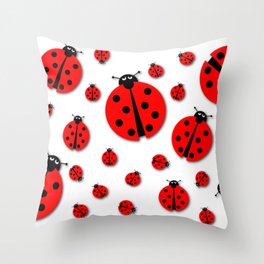 Many Ladybugs with Shadows Throw Pillow