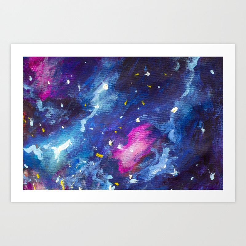 Blue Violet Cosmos Universe Star Galaxies Original Oil Painting