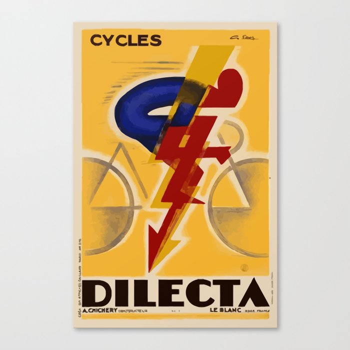 Vintage French Bicycle Cycles Dilecta Poster Canvas Print