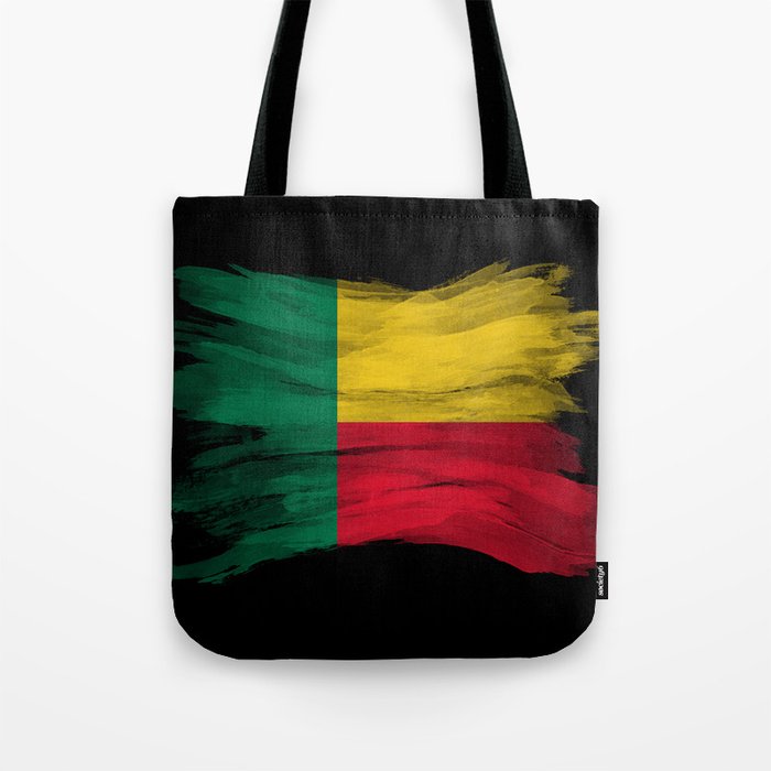 Benin flag brush stroke, national flag Tote Bag