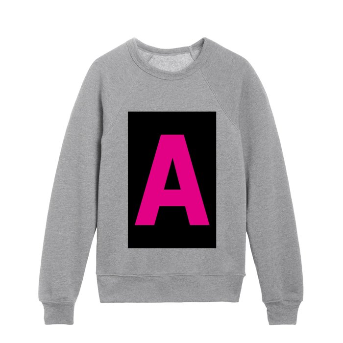 Letter A (Magenta & Black) Kids Crewneck