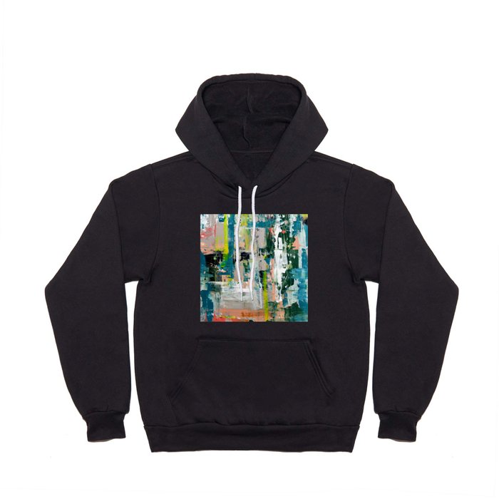 Imagine: A bright abstract painting in green, pink, and neon yellow by Alyssa Hamilton Art Hoody