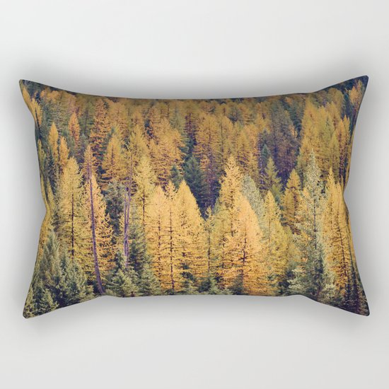 Autumn Tamarack Pine Trees Rectangular Pillow