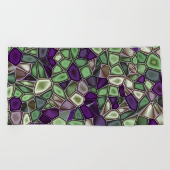 Fractal Gems 02 - Purples and Greens Beach Towel