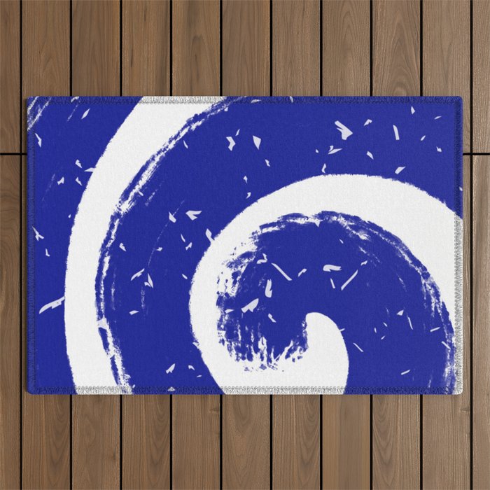 Blue and White Swirl I Outdoor Rug