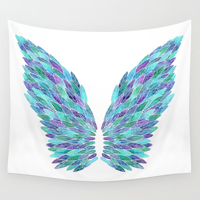 Blue Angel Wings Wall Tapestry