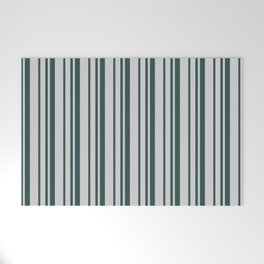 [ Thumbnail: Light Grey & Dark Slate Gray Colored Lines/Stripes Pattern Welcome Mat ]