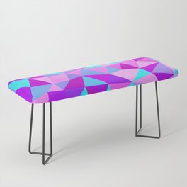 Pink, Aqua, and Purple Multicolored Geometric Triangle Pattern Bench