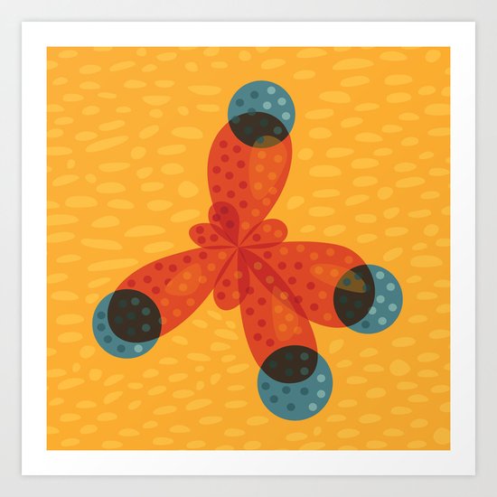 Orange Methane Molecule Art Print