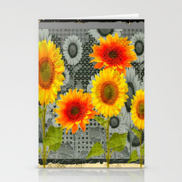 GREY GRUBBY SHABBY CHIC STYLE SUNFLOWERS ART Stationery Cards