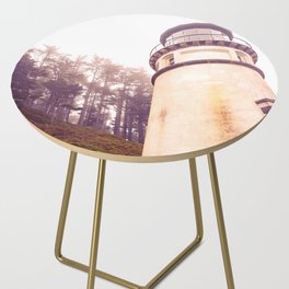 Lighthouse in the Fog | Oregon Coast | Travel Photography Side Table