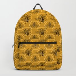 Honey Bees on a Hive of Hexagons Backpack | Insects, Honeycomb, Hive, Food, Beekeeper, Bugs, Goldenhoney, Drawing, Bee, Honeybee 