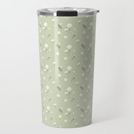 Daisy pattern on a light green background Travel Mug