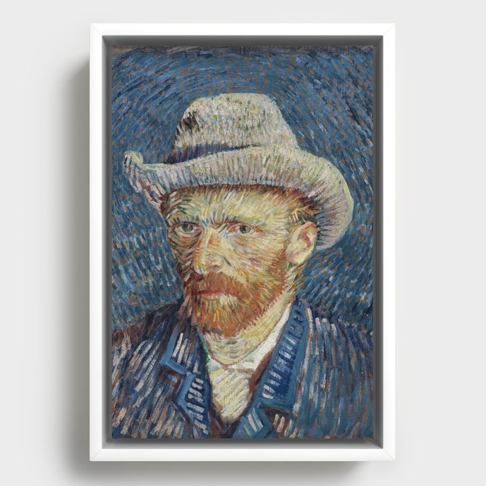 Self-Portrait with Grey Felt Hat Framed Canvas