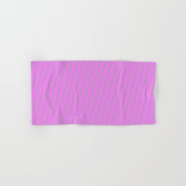 [ Thumbnail: Violet and Dark Grey Colored Lined/Striped Pattern Hand & Bath Towel ]
