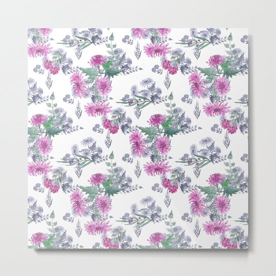 Watercolor floral pattern . 11 Metal Print