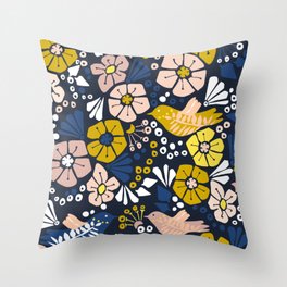 Blue wellness garden - florals matching to design for a happy life Throw Pillow