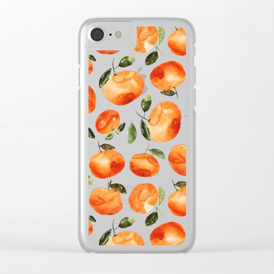 Watercolor tangerines Clear iPhone Case