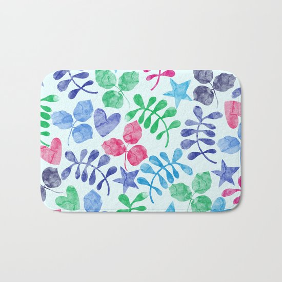 Watercolor Floral Pattern II Bath Mat