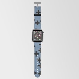 Black Cross Symbol Pattern on Slate Blue Apple Watch Band