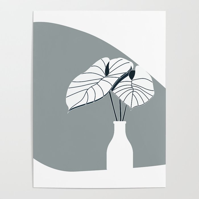 Abstract Plant In Vase 1 Poster