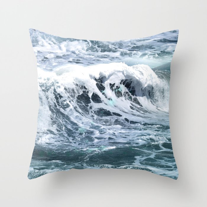 Blue Sea Ocean Waves Throw Pillow