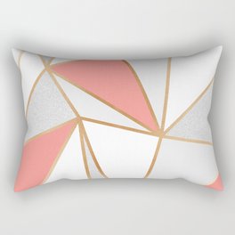 Coral, Grey & Gold Geo Rectangular Pillow