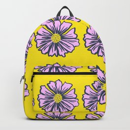 Modern Spring Pink Daisy Flowers On Yellow Backpack