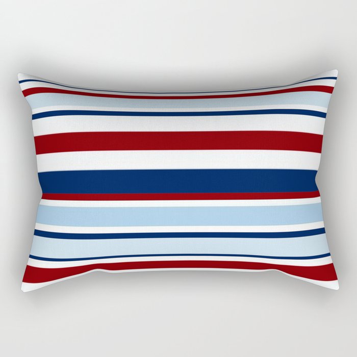 Nautical Stripes - Blue Red White Rectangular Pillow