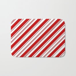 winter holiday xmas red white striped peppermint candy cane Badematte