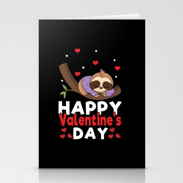 Kawaii Sloth Animal Hearts Day Valentines Day Stationery Cards