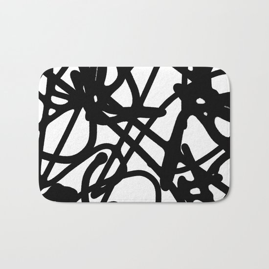 Meaningless - Black and white expressive painting Bath Mat