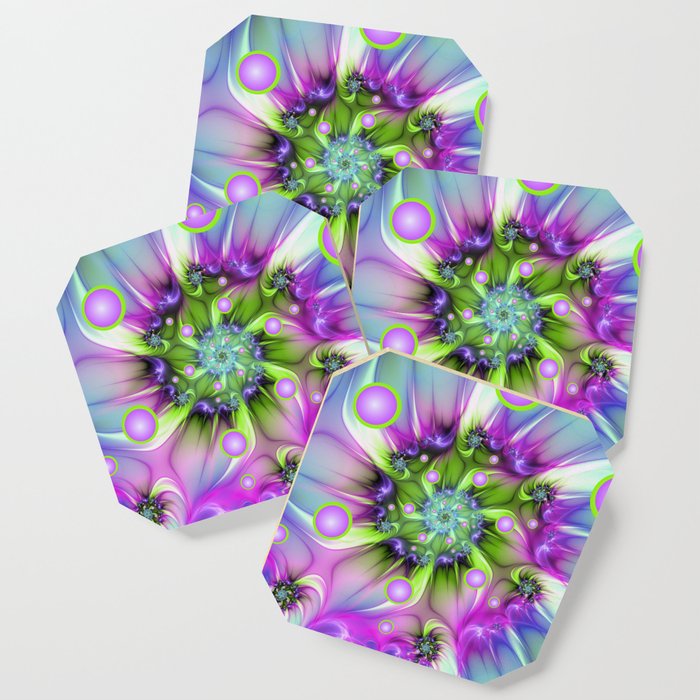 Colorful, Abstract And Modern Fractal Art Coaster