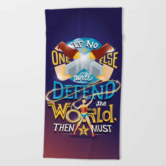 Defend your world v2 Beach Towel
