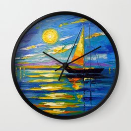 Sailboat at sunset Wall Clock