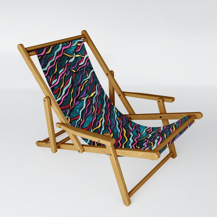 Rainbow ribbons pattern, colorful galaxy stripes Sling Chair