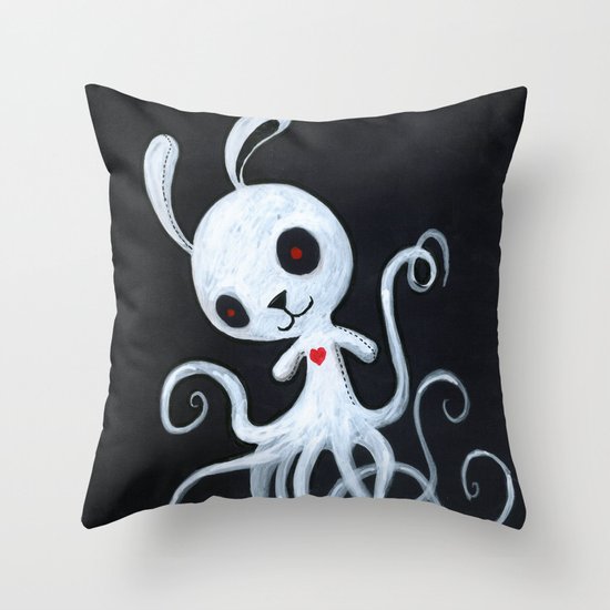 bunnnypus in the dark Throw Pillow