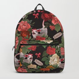 Opossum Floral Pattern (with text) Backpack