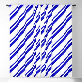 [ Thumbnail: Blue & White Colored Striped Pattern Blackout Curtain ]