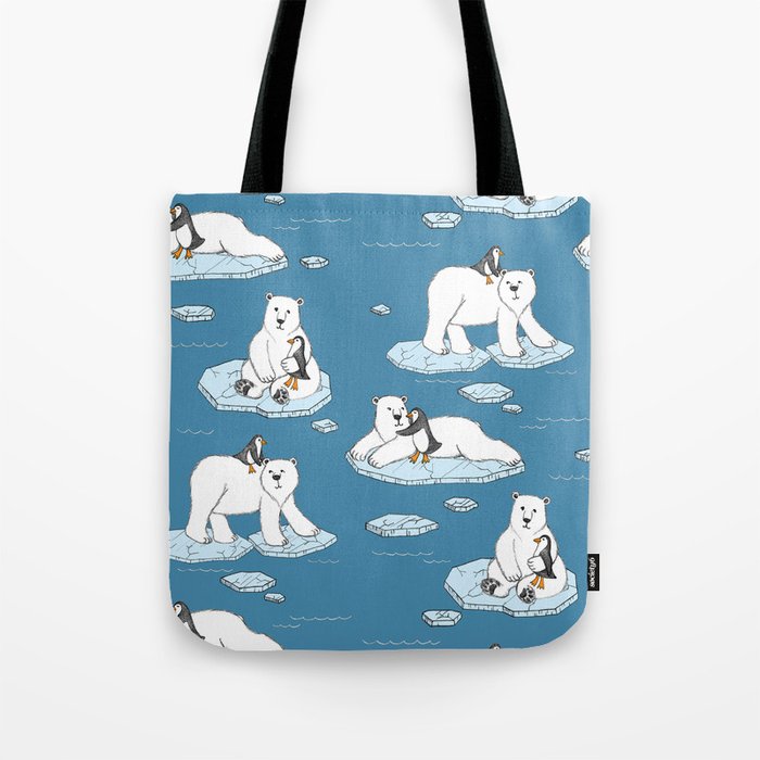 Polar Bear Loves Penguin Tote Bag