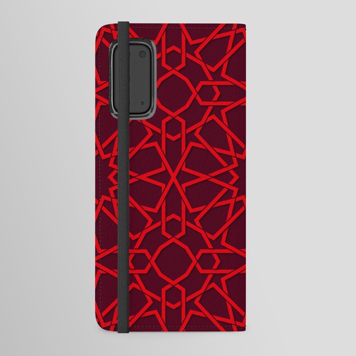 Red Color Arab Square Pattern Android Wallet Case