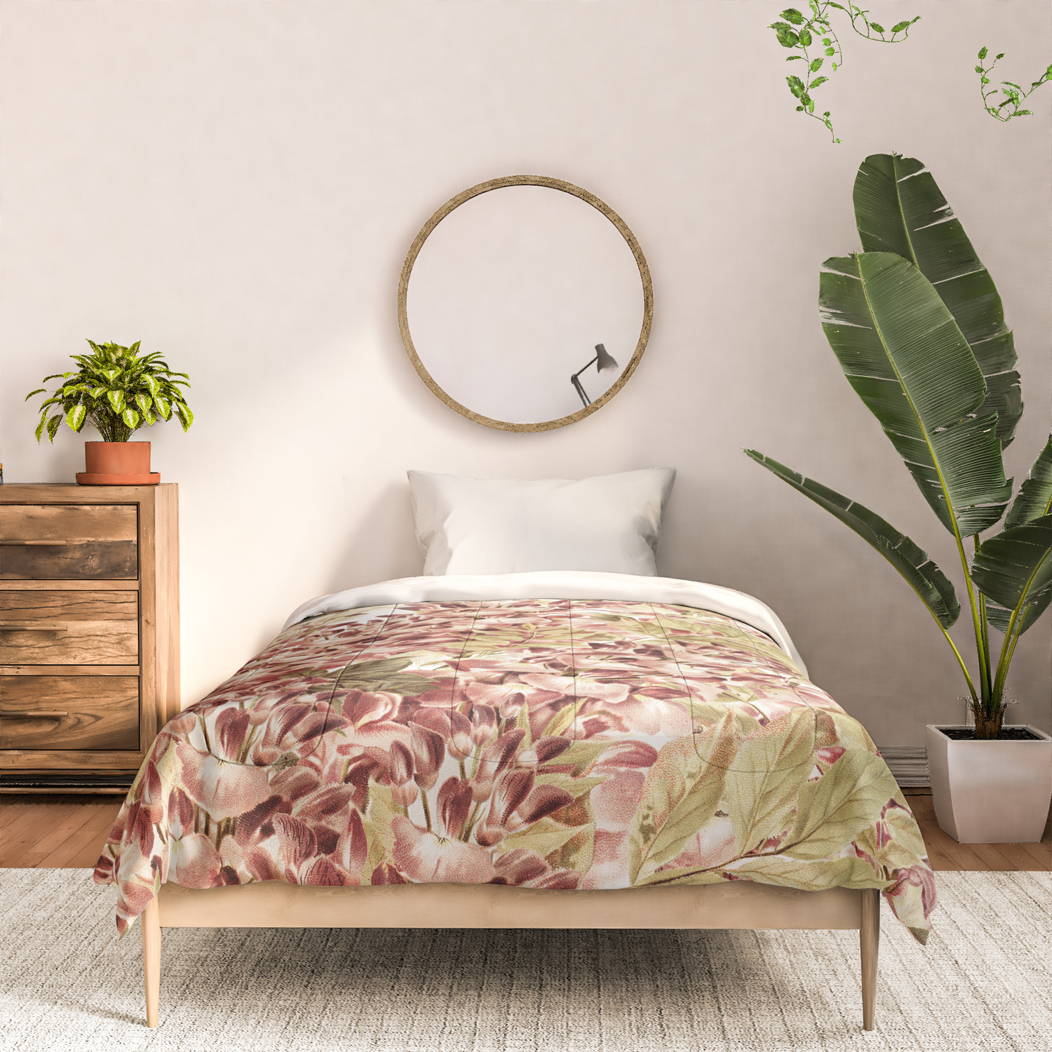 Vintage Boho Mauve Pink Dusty Green Floral Comforters By Pink Water Society6