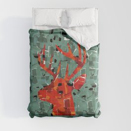 Orange deer silhouette collage Comforter