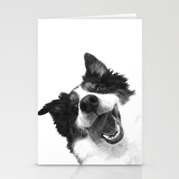 Black and White Happy Dog Stationery Cards