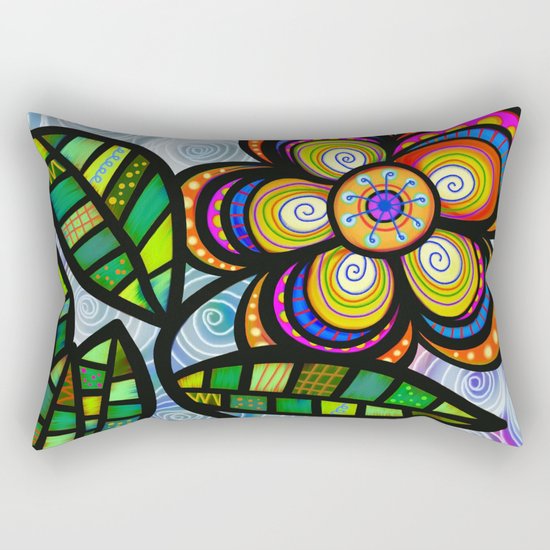 feuilles et fleurs motif 5 Rectangular Pillow